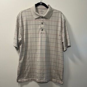 PGA Tour Men’s Beige Plaid Short Sleeve Golf Polo Size XL‎